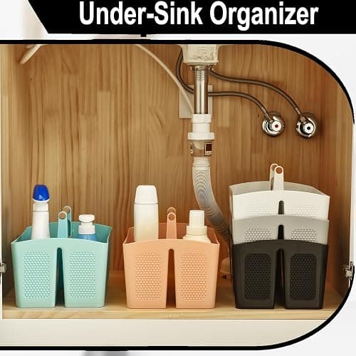 Haundry Plastic White Shower Caddy Basket with 3 Compartments, Portable Divided Bathroom Cleaning Caddy Organizer Storage Tote with Handle for Dorm, College, Room Essentials thumbnail 9