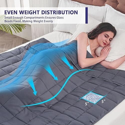 yescool Weighted Blanket for Adults (15 lbs, 60" x 80", Grey) Cooling Heavy Blanket for Sleeping Perfect for 140-160 lbs, Queen Size Breathable Blanket with Premium Glass Bead, Machine Washable thumbnail 3
