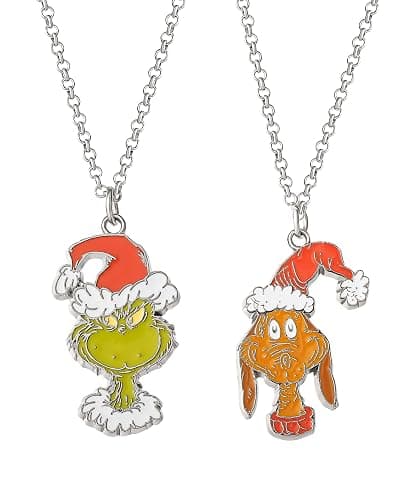 SALLY ROSE The Grinch and Max Pendant BFF Necklace for 2 Official License, 16"+3" Fashion Max and Grinch Necklaces - Image 1