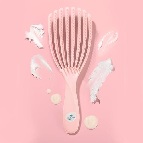 Nature Spell FlexiFlow Detangling Hair Brush, Flexible Strands for Gentle Brushing, Eliminates Knots & Reduces Breakage, Suitable for All Hair Types, Pink thumbnail 5