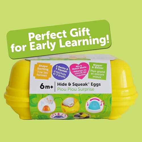 TOMY Toomies Hide & Squeak Eggs Toddler Toys - Matching and Sorting Games - Toddler Sensory Toys for Hand Eye Coordination and Color Recognition - Ages 6 Months and Up - Image 1