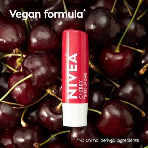 NIVEA Cherry Lip Care, Tinted Lip Balms with Shea Butter, 4 x 0.17 OZ | Ruby Tinted Lip Balm with Shea Butter, Nourishing Oils and Vitamins, 3-in-1 Moisture, Repair Dry Lips and Color, Vegan thumbnail 9