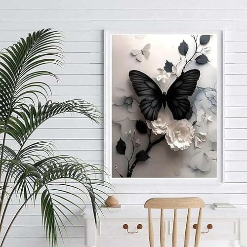 cdsnxore Diamond Painting Kits for Adults, Diamond Art Kits for Adults Beginners, Rose Diamond Arts Kits for Home Wall Decor 14 x 14 Inch (Black) thumbnail 3