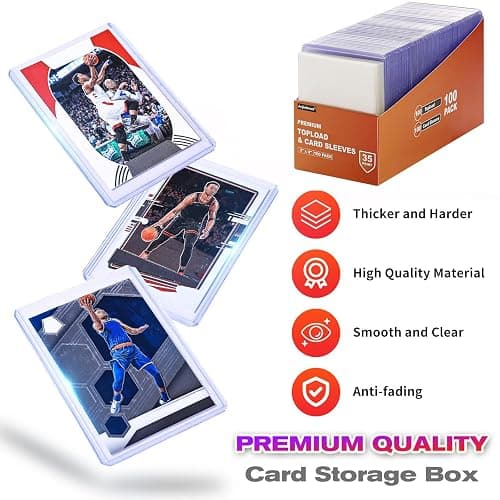 200 Card Sleeves Top Loaders for Cards, Arjiekwei 3"X4" Baseball Cards Protectors Hard Plastic, Premium Toploaders Holder for Trading Sports Football Game Card(100 Top Loaders + 100 Penny Sleeves) thumbnail 3