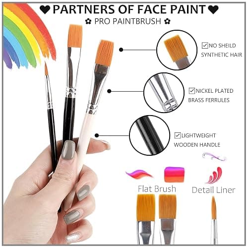 White Black & Light Blue Sally Makeup Face Body Paint, Corpse Bride Face Painting Kit with Painting Brushes for Halloween, Water Based Face Paints for Smurf Avatar Mermaid & Demon SFX Costume Make-Up thumbnail 8