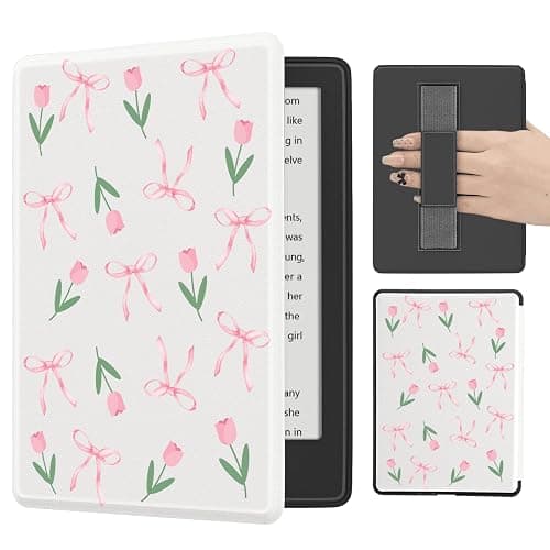 BlHMCASE Cute Pink Bow Flower for All-New 7"/6.8" Kindle Paperwhite(12th/11th Generation-2024/2021), Leather Cover Case with Auto Wake/Sleep for Kindle Paperwhite 2024 - Image 1
