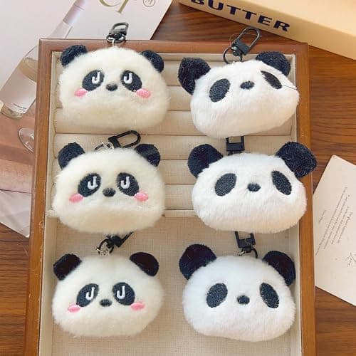 Cute Cartoon Panda Keychains Women Men Plush Panda Doll Bag Pendant Car Keyring Accessories thumbnail 6