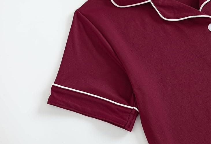Vopmocld Unisex Kids Button Down Pajama Sets Short Sleeve & Shorts Solid Color Teens Outfit with Pockets Lounge Sets thumbnail 4