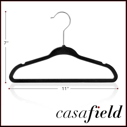 Casafield 50 Velvet Baby Hangers - 11" Size for Infant & Toddler Clothes - Black - Black thumbnail 3