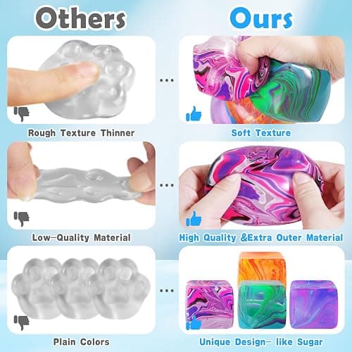 Fidget Toys Squishy Stress Cube, Stress Balls for Kids Adults Squishies Stress Relief, Ice Squishy Cube Sugar Balls, Sensory Toys for Kids with Autism, Fidgets for Classroom Prize Toys (Green) thumbnail 5