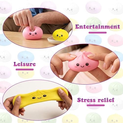 Fanskaty 24Pcs Dumpling Mystery Box,Dumplings Squeeze Stress Balls for Adults,Soft and Squeezable Stress-Relieving Dough, Birthday Gifts (24Pcs-B) thumbnail 5