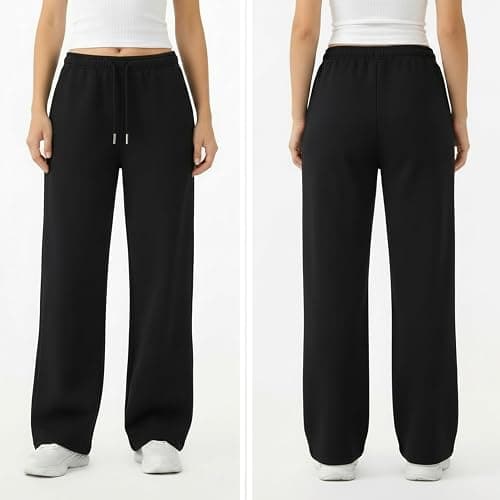 Common Stitch 3 Pack Wide Leg Fleece Sweatpants for Women, Deep Pockets | Soft Fleece, Relaxed Fit, Elastic Drawstring Waist, Lounge, Travel, Everyday Wear thumbnail 2