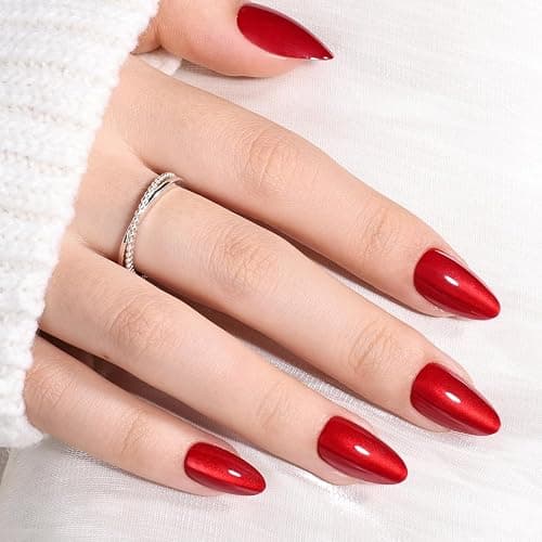 WiniBeauty Red Cat Eye Press On Nails Almond - Short Almond Fake Nails | Red Cateye Press On Nails Reusable Stick On Nails in 16 Sizes, 32pcs False Nail Kit for Women & Girls thumbnail 9