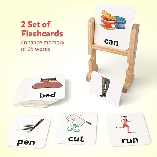 Coogam Wooden Reading Blocks Short Vowel Rods Spelling Games, Flash Cards Turning Rotating Letter Puzzle for Kids, Sight Words Montessori Spinning Alphabet Learning Toy for Preschool Boys Girls thumbnail 6