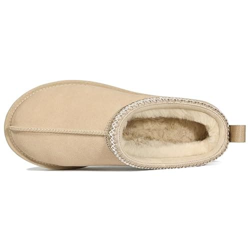 bebealy Genuine Suede Fuzzy Slippers for Women Winter Warm House Shoes Cozy Mini Boots for Indoor Outdoor thumbnail 5