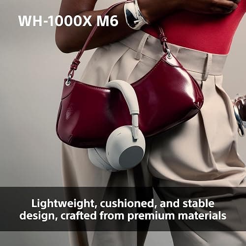 Sony WH-1000XM6 Flagship Noise Cancelling Over-Ear Wireless Bluetooth Headphones, Signature Hi-Res Sound, Ultimate Comfort, Foldable Design, Durable Case, 30 HR Battery, iOS & Android - Silver - Silver thumbnail 7