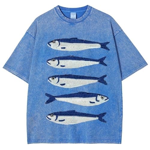 TYATVS Women Oversized Graphic Tee Fisherman Core Aesthetic Y2k Grunge Fish Print T-Shirts Streetwear Summer 2025 - Image 1