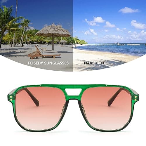 FEISEDY Retro Square Aviator Sunglasses Women Men 70s Vintage Trendy Plastic Frame Sun Glasses B2835 thumbnail 4