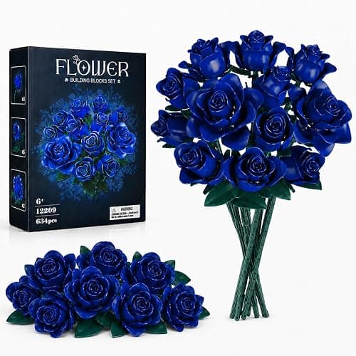 Flower Bouquet Building Block Set – 634PCS Blue Rose Flower Brick Kit for Adults & Kids, DIY Eternal Flower Gift for Valentine’s Day, Mother’s Day, Christmas, Home or Office Decoration Display - Image 1