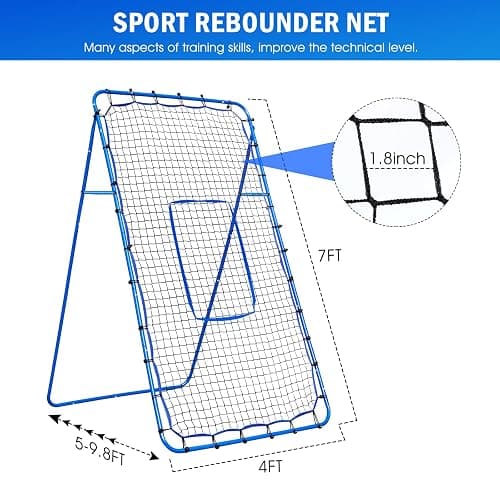Volleyball Baseball Rebounder Net, Softball Rebounder Pitchback Net Quick Adjustments, Quick Adjustments Lacrosse Bounce Back Practice Equipment, Ideal for Outdoor Indoor and Backyard Training thumbnail 3
