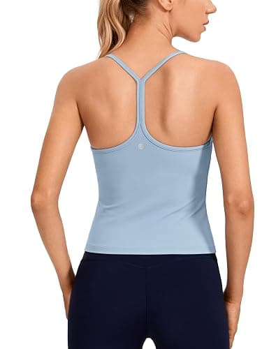 CRZ YOGA Butterluxe Racerback Tank Tops for Women - Scoop Neck Spaghetti Strap Padded Workout Camisole with Built in Bra - Image 1