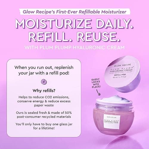 Glow Recipe Plum Plump Hyaluronic Acid Face Cream - Hydrating, Firming & Plumping Facial Moisturizer for Women & Men - Korean Skin Care with Polyglutamic Peptides to Reduce Dry Skin Wrinkles (50ml) thumbnail 7