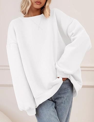 PRETTYGARDEN Sweatshirt for Women Trendy Casual Crewneck Long Sleeve Pullover Tops Fall Fashion Outfits 2025 Winter Clothes - White - Medium thumbnail 4
