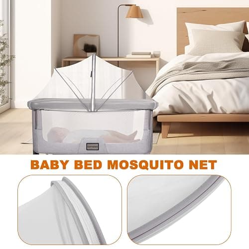 FORNORM Mosquito Net for Travel Cot, Insect Cat Net Zipper Mosquito Net for Baby Bed, Baby Crib, Bassinet, Bedside Sleeper(White, for 39x22" Cot) thumbnail 7