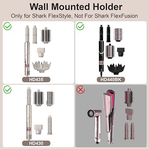 GENCAM Wall Mounted Holder for Shark Flexstyle, Acrylic Wall Mount Bracket Organizer for Shark Flex Style, Flex Style Holder with Cord Hanger for Accessories Curlers Brushes Diffuser and Attachments thumbnail 6