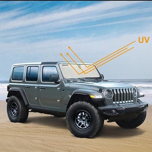 Windshield Sun Shade for Jeep,Windshield Sunshade for Wrangler TJ JK JL1997-2024,Sun Shade Windshield Cover for Jeep,UV Ray & Heat Block Windshield Shades thumbnail 7