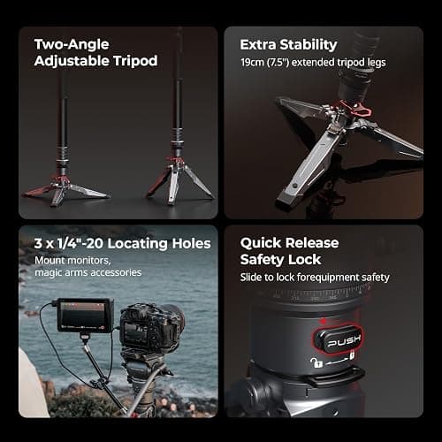 SmallRig 68.9"/ 175cm Carbon Fiber Video Monopod for Camera | One-Button Lift & Lock, Video Fluid Head Max. Playload 5kg/ 11lb, Adjustable Height 30" - 69", for DJI RS and for MFT 501L thumbnail 7