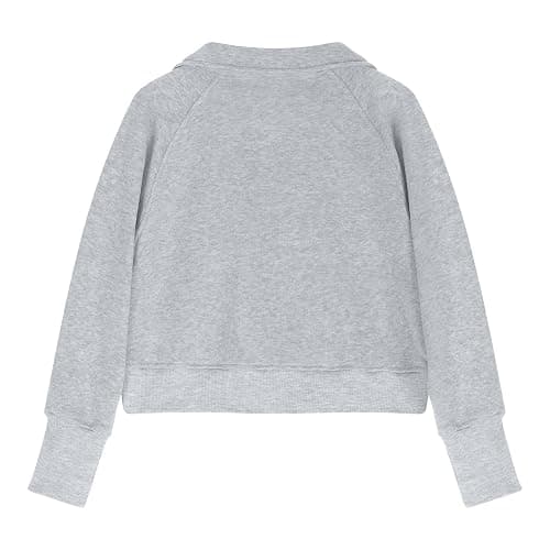 LRMQS Girls Half Zipper Sweatshirts Cute Trendy Fall Pullover Crop Tops for Teen Girls Long Sleeve Sweater Clothes Thumb Hole thumbnail 4