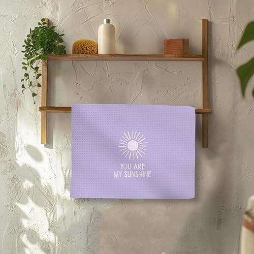 OINDADE Boho Rainbow Hand Towels Set of 2, Kids Bathroom Decor Hand Towels, You are My Sunshine Dish Tea Towel for Nursery Kitchen Bathroom, Rainbow Kids Hand Towels for BathroomDecor, 16x24（Purple） thumbnail 4