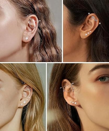 REVOLIA Surgical Steel Industrial Barbell Earrings with Chain for Women Dangle Cartilage Earring Studs Cartilage Helix Tragus Daith Industrial Piercing Jewelry Set thumbnail 6