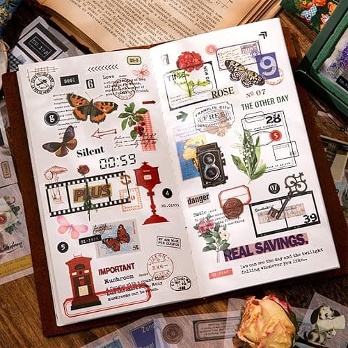SIBLYMONA Vintage Fairy Stickers 640Pcs Transparent Stickers, Floral Butterfly Designs for Scrapbooking Journaling, Junk Journal Supplies, Cottagecore Rub On Transfers Crafts (Poetry of Fabrics) thumbnail 7