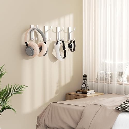 pickpiff Adhesive Wall Coat Hooks - Heavy Duty Stick-On Door Hanger, Metal Hook for Hanging Towel,Purse, Robe, Backpack, Jacket, Clothes - for Bathroom,Dorm, Closet, Kitchen - White, 4 Pack thumbnail 3