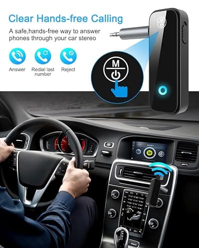 (Upgraded) Ankilo Aux Bluetooth 5.3 Adapter for Car, 2 in 1 Bluetooth Receiver Transmitter for Car with Display Screen, Suitable for Cars, Speakers, Stereo Systems and Headphones thumbnail 5