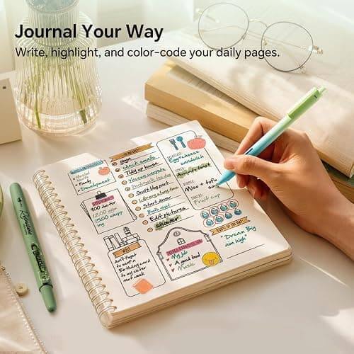 WRITECH Gel Pens Journaling Highlighters: 0.5 & 0.7mm Green Journal Set 7ct | Black & Multicolor Pen Highlighter No Bleed Smooth Writing for Drawing Journaling Teachers Nurses Office Gift thumbnail 8