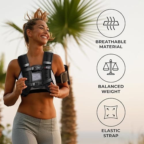 Amstaff Fitness Weighted Vest - Weight Vest for Running, Strength Training & Muscle Building, Features Reflective Stripe for Safe Outdoor Workouts (Available in 6lbs to 30lbs) thumbnail 2