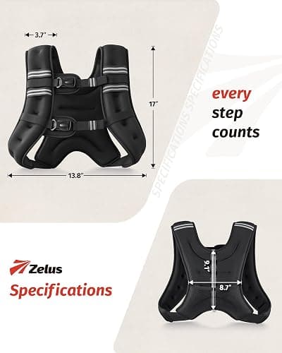 ZELUS Weighted Vest, 6lb/8lb/12lb/16lb/20lb/25lb/30lb Weight Vest with Reflective Stripe for Workout, Strength Training, Running, Fitness, Muscle Building, Weight Loss, Weightlifting thumbnail 8