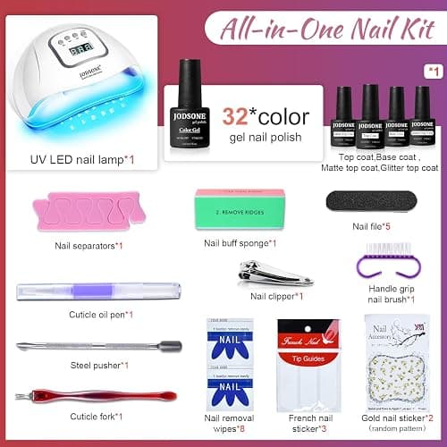 JODSONE Gel Nail Polish Kit with U V Light 32 Colors Gel Polish Set Soak Off Nail Kit Nail Art Salon or Home DIY Manicure Tools Gifts for Women thumbnail 3