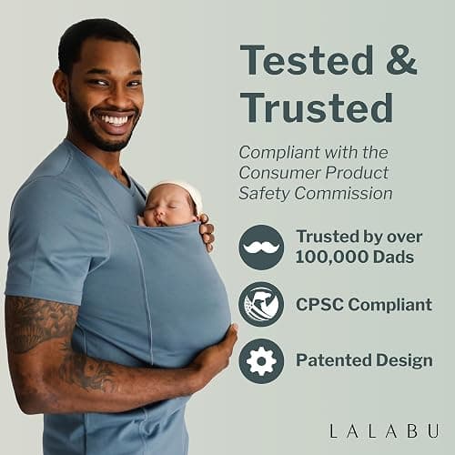 Lalabu The Dad Shirt | Hands-Free Baby Carrier for Dad with Kangaroo Pouch | Engineered for Bonding, Safety, & Comfort for Newborns Up to 15 Lbs. | CPSC Compliant - Simple Gray - XL thumbnail 5