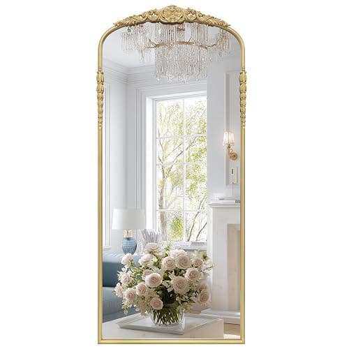 G-LEAF Vintage Baroque Mirror 24"X55", Mantel Victorian Antique Farmhouse Mirror with Bronze Ornate Metal Frame for Fireplace Entryway Living Room Hallway Bathroom's Wishlist | Listful - Image 1