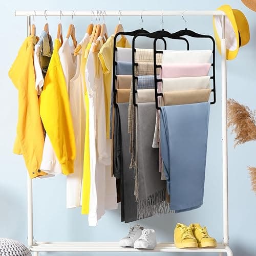 Closet Organizers and Storage,3 Pack Organization and Storage Pants-Hangers-Space-Saving,Velvet Hanger for Dorm Room for College Students Girls Boys Guys Hanging Jean Scarf thumbnail 2