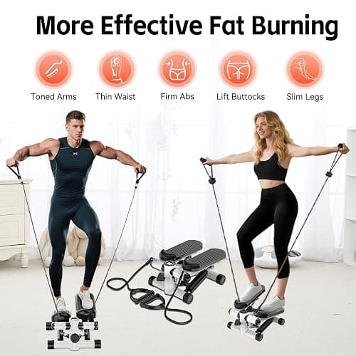 Steppers for Exercise at Home, Mini Stepper with Resistance Bands - Quiet, 360LBS Weight Capacity Portable Stair Stepper for Buttocks Lifting & Body Shaping, Compact Fitness Stepper for Small Spaces thumbnail 2