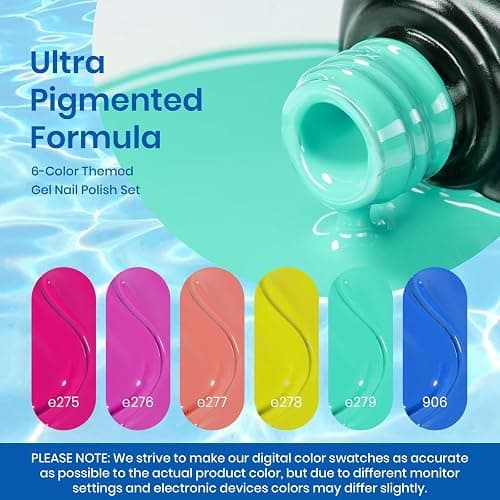 Beetles Gel Nail Polish Set, Halloween Gel Nail Polish, 6 Colors Orange Blue Pink Green Soak Off UV Manicure Kit DIY Nail Art for Women Pool Party Holiday thumbnail 3