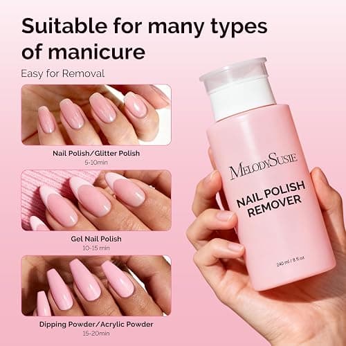 MelodySusie Acetone Nail Polish Remover, 240ML Professional Soak off Gel Nail Polish Remover with Aloe Scent, Quickly & Powerful Remover with Pump for Nail Polish Acrylic Dip Powder, 8 Fl Oz thumbnail 3