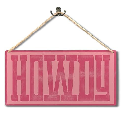 Ryeolo Howdy Sign - Preppy Hot Pink Cowgirl Wall Decor, Western Home Living Room Decor, 11.8x5.9 Inch Wall Pediment - Image 1