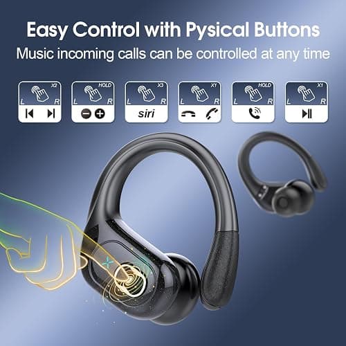 Wireless Earbuds 75hrs Bluetooth 5.4 Headphone Sport, 2026 Bluetooth Earbuds Stereo Deep Bass Over Ear Bud with Earhooks, ENC Noise Cancelling Mic, IPX7 Waterproof Earphone for Gym/Running/Workout thumbnail 7