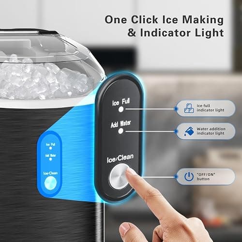 Nugget Ice Makers Countertop with Soft Chewable Pellet Ice, Pebble Ice Maker Machine with Self-Cleaning, 35Lbs/24Hrs, One-Click Operation, Ice Basket/Ice Scoop for Home/Office/Bar/Party, Black - Black(Nugget ice) - Ice Makers Countertop thumbnail 3